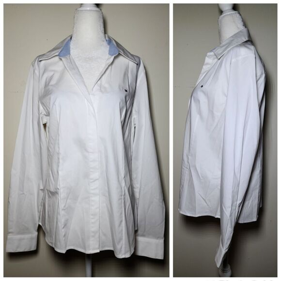 NWT|Tommy Hilfiger Collared White Button Down Shirt, MEDIUM - Picture 2 of 7